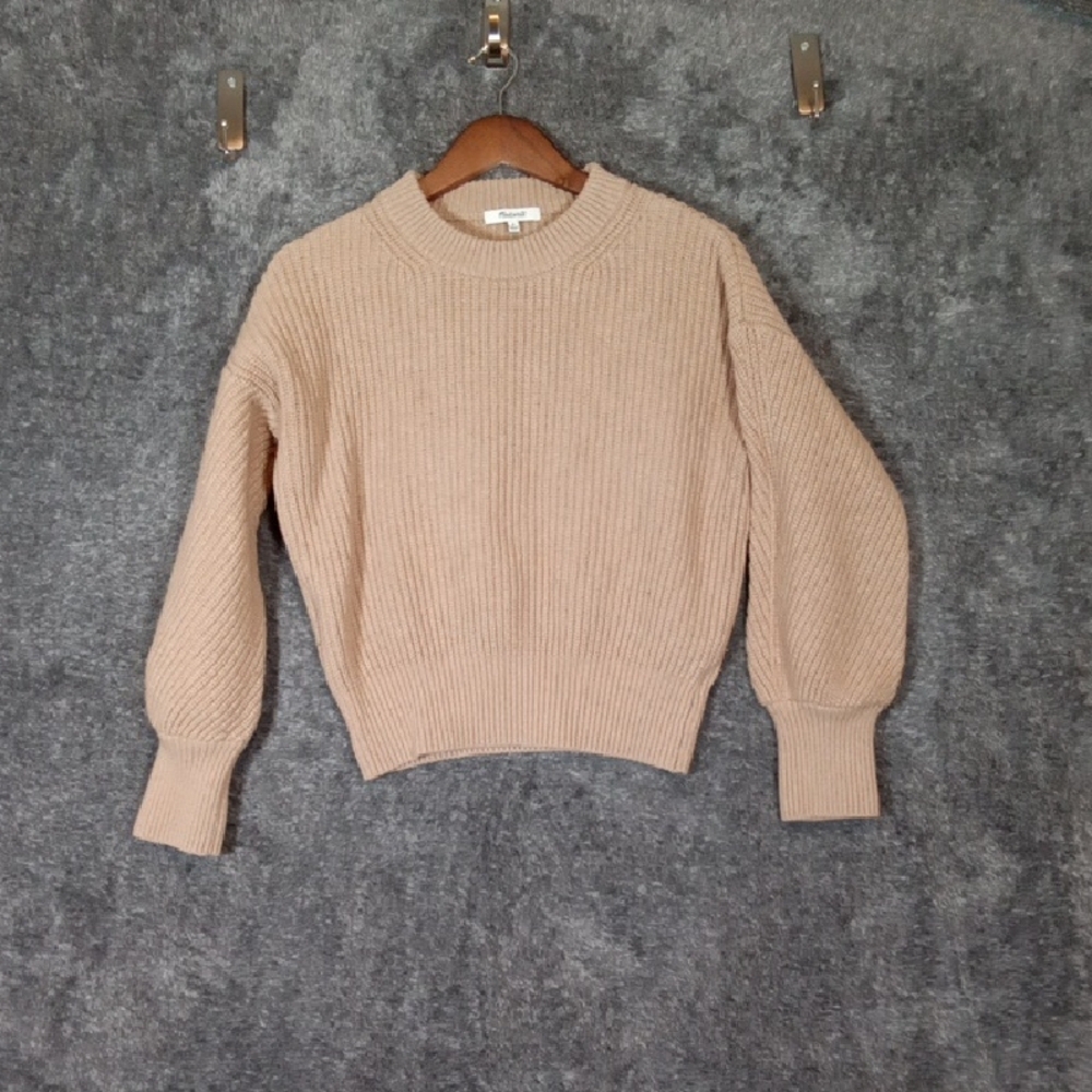 Madewell Fairbanks Pullover Sweater Camel Color Wool Blend Winter Womens M